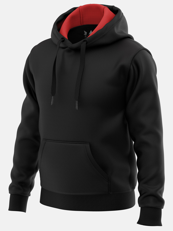 Black hoodie shop with red hood