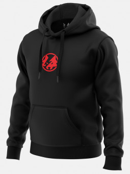 Black hoodie with top red hood