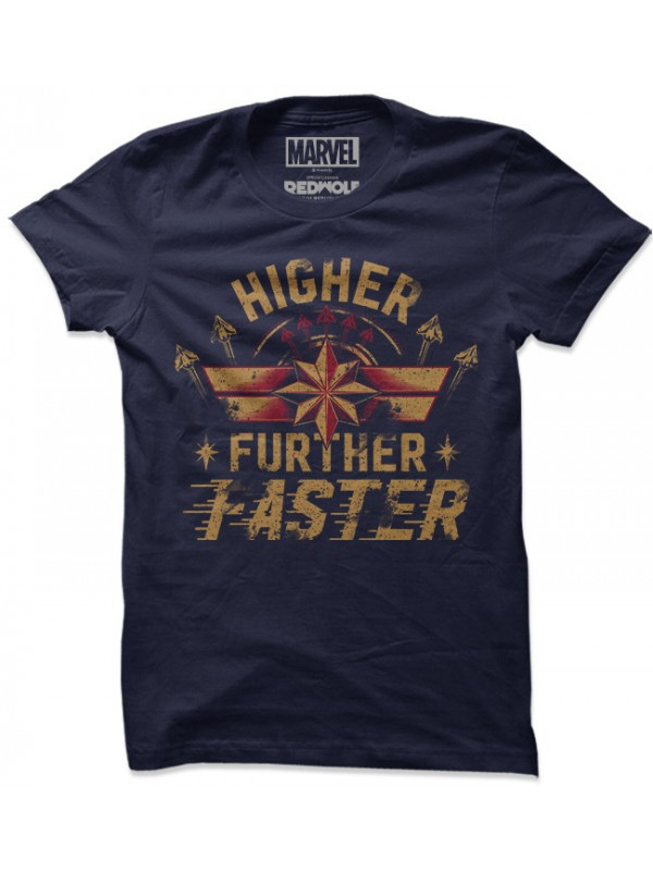 Captain marvel t store shirt higher further faster