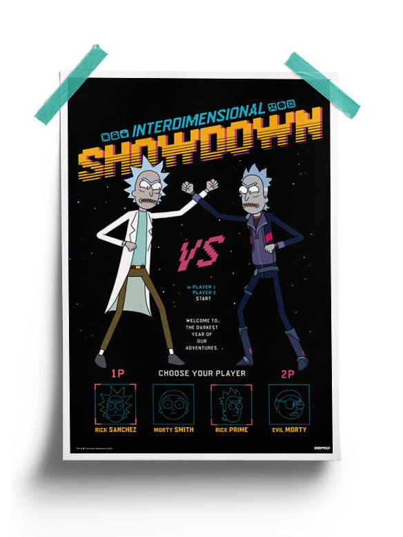 Interdimensional Showdown | Rick And Morty Official Poster | Redwolf