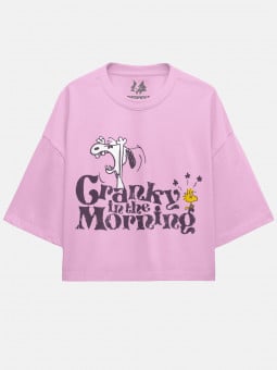 Cranky In The Morning - Peanuts Official Oversized Cropped T-shirt