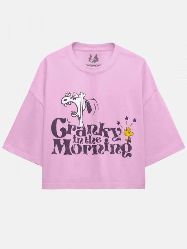 Cranky In The Morning - Peanuts Official Oversized Cropped T-shirt