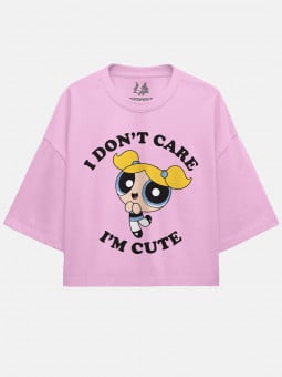 I Dont' Care, I'm Cute - The Powerpuff Girls Official Oversized Cropped T-shirt