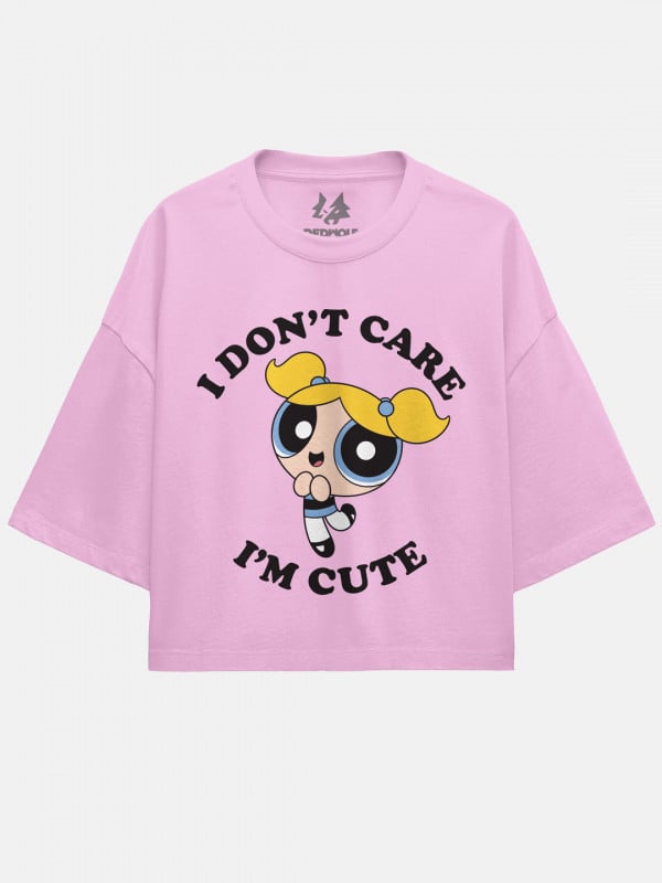 I Dont' Care, I'm Cute - The Powerpuff Girls Official Oversized Cropped T-shirt