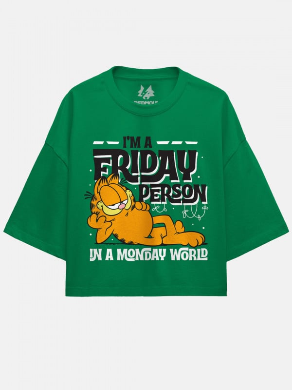 I'm A Friday Person - Garfield Official Oversized Cropped T-shirt