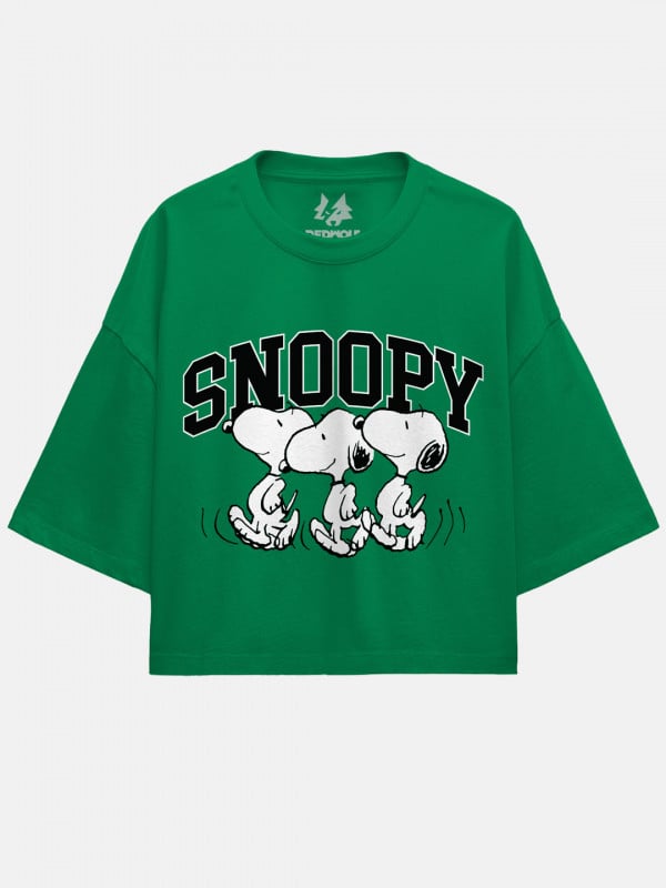 Running Snoopy - Peanuts Official Oversized Cropped T-shirt