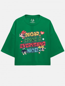 Sugar, Spice & Everything Nice - The Powerpuff Girls Official Oversized Cropped T-shirt