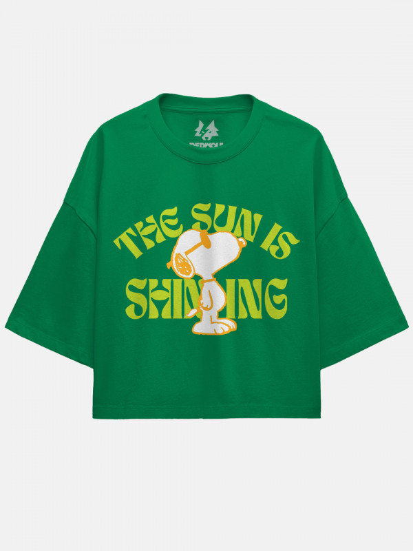 The Sun Is Shining - Peanuts Official Oversized Cropped T-shirt