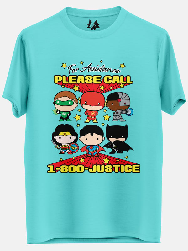 Call 1-800-Justice - Justice League Official T-shirt