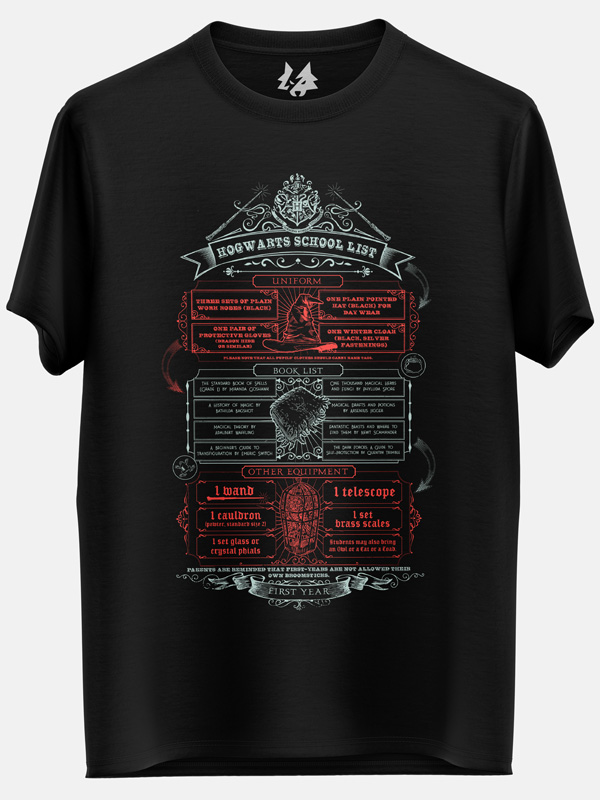 Hogwarts School List - Harry Potter Official T-shirt