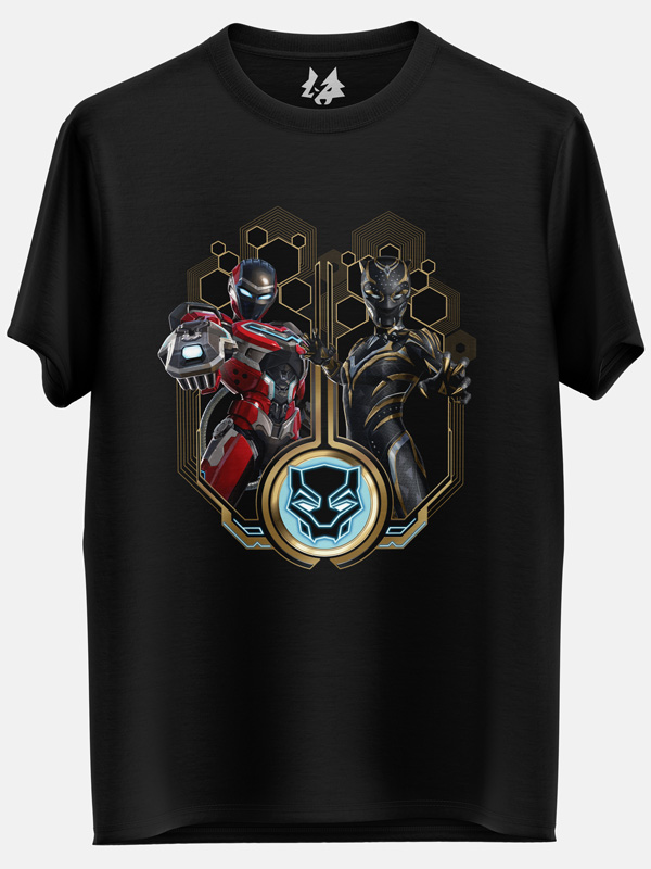 Black Panther With Ironheart - Marvel Official T-shirt