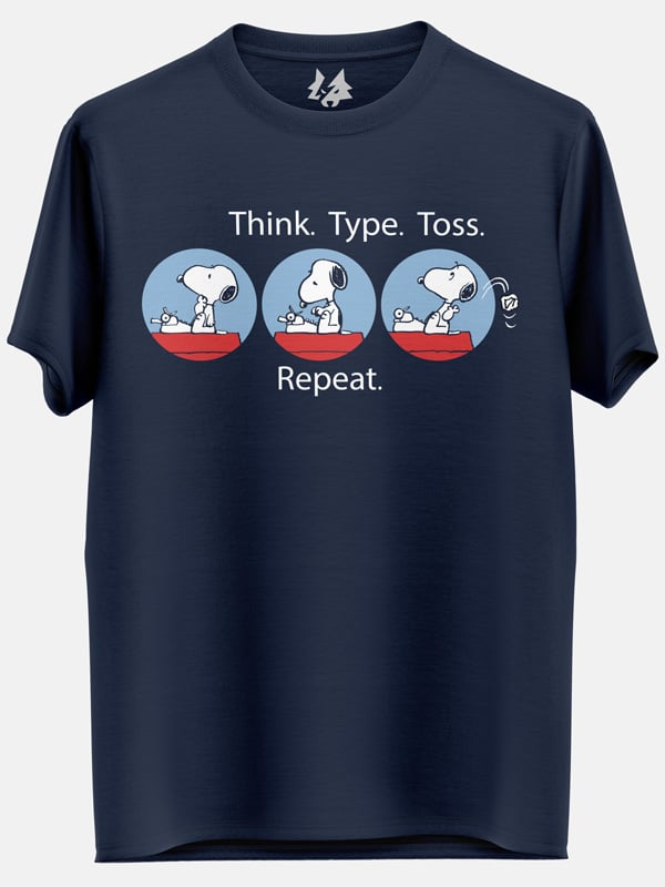 Think. Type. Toss. Repeat. - Peanuts Official T-shirt