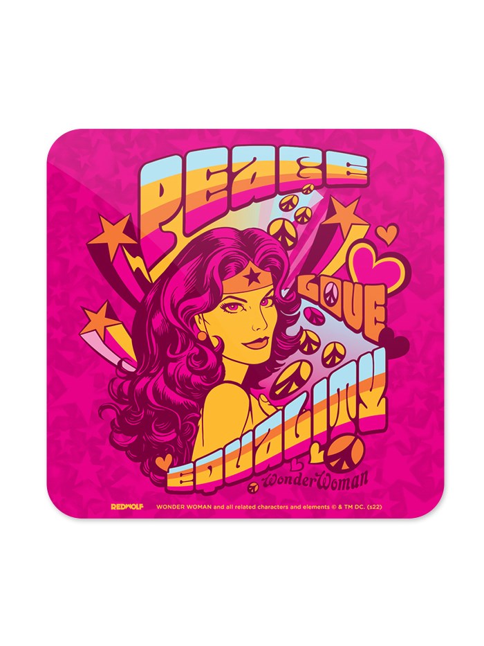 

Redwolf - Peace Love Equality - Wonder Woman Official Coaster