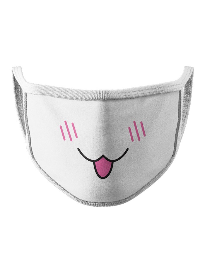 

Redwolf - Kawaii Tongue Teaser - Face Mask, White fabric & tipping