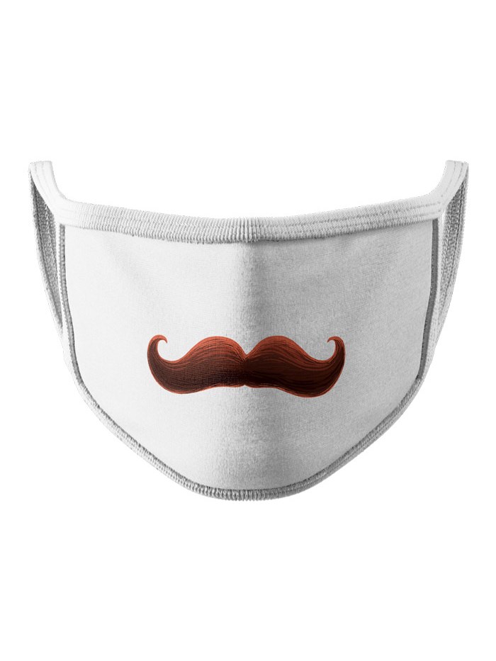 

Redwolf - Moustache - Face Mask, White fabric & tipping