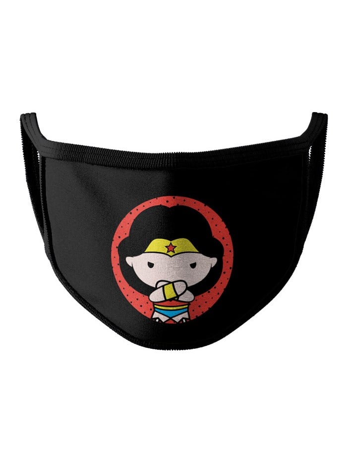 

Redwolf - Wonder Woman Chibi - Wonder Woman Official Face Mask, Black fabric & tipping