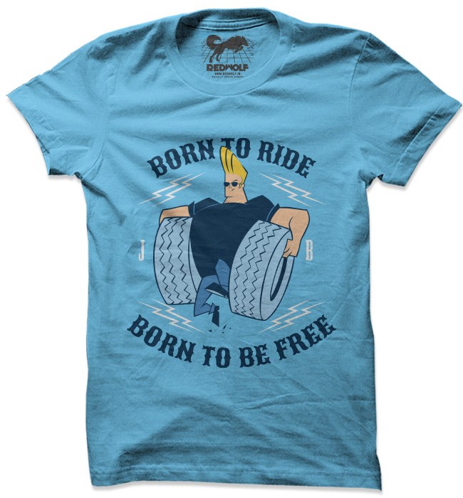 

Redwolf - Born To Ride - Johnny Bravo Official T-shirt, Sky blue