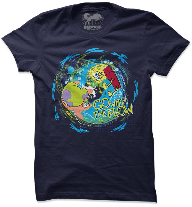 

Redwolf - Go With The Flow - SpongeBob SquarePants Official T-shirt, Navy blue