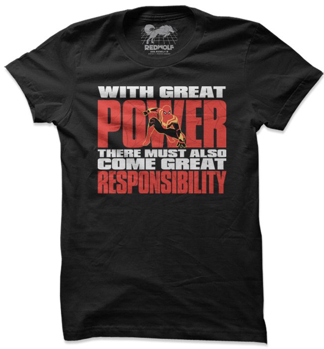 

Redwolf - Great Power, Great Responsibility - Marvel Official T-shirt, Black