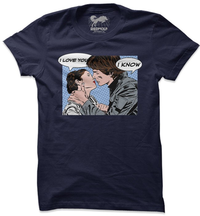 

Redwolf - Han Solo & Princess Leia - Star Wars Official T-shirt, Navy blue