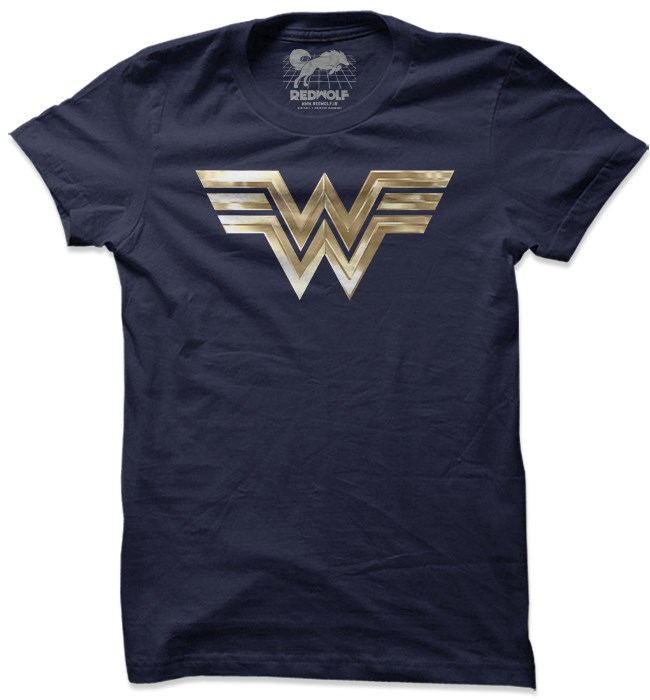 

Redwolf - WW Logo: Gold - Wonder Woman Official T-shirt, Navy blue