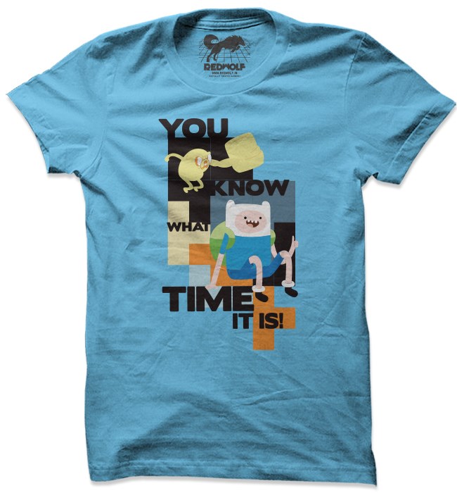 

Redwolf - You Know What Time It Is! - Adventure Time Official T-shirt, Sky blue