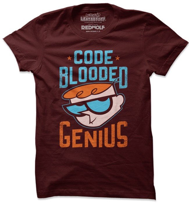 

Redwolf - Code Blooded Genius - Dexter's Laboratory Official T-shirt, Maroon