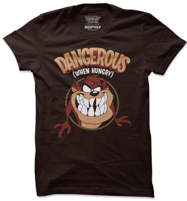 

Redwolf - Dangerous When Hungry - Looney Tunes Official T-shirt, Brown