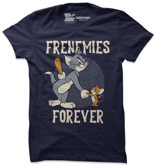 

Redwolf - Frenemies Forever - Tom & Jerry Official T-shirt, Navy blue