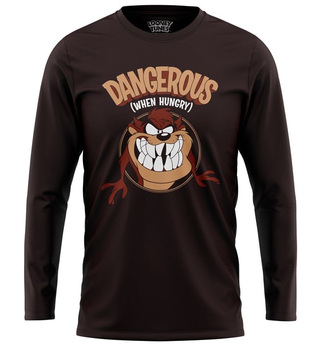 

Redwolf - Dangerous When Hungry - Looney Tunes Official Full Sleeve T-shirt, Brown