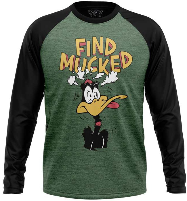 

Redwolf - Find Mucked - Looney Tunes Official Full Sleeve T-shirt, Heather green & black