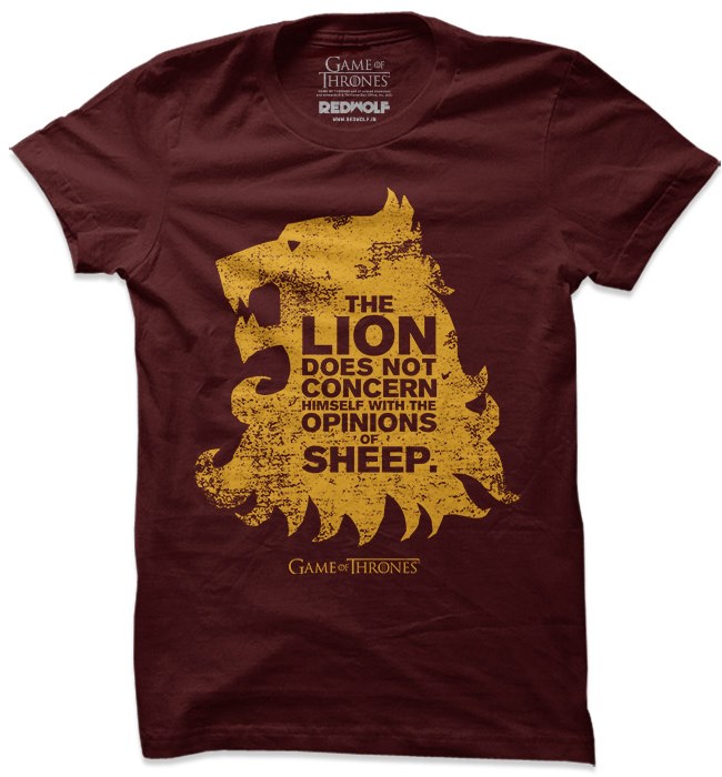 

Redwolf - The Lion And The Sheep - Game Of Thrones Official T-shirt, Maroon