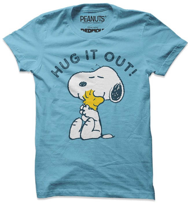 

Redwolf - Hug It Out - Peanuts Official T-shirt, Sky blue