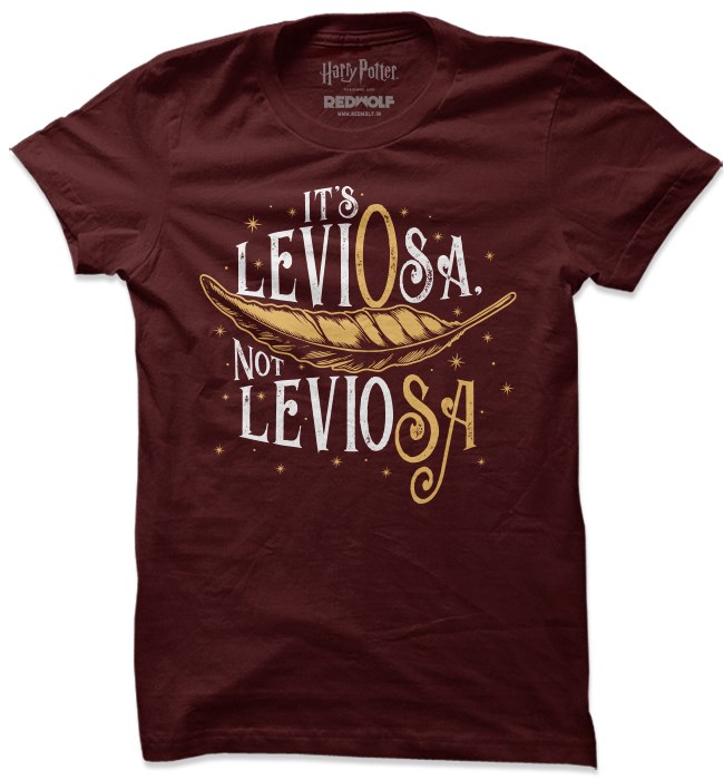 

Redwolf - It's LeviOsa, Not Leviosa - Harry Potter Official T-shirt, Maroon