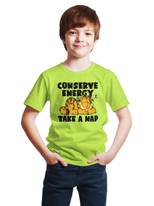 

Redwolf - Conserve Energy - Garfield Official Kids T-shirt-small-(5-6-years), Heather green