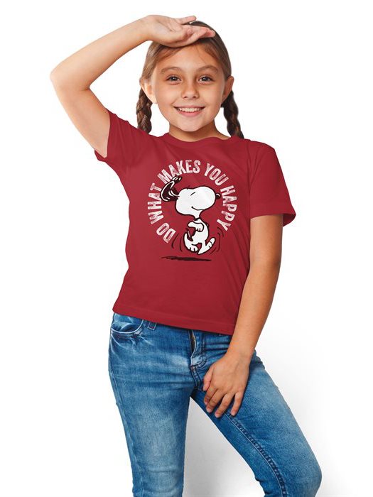 

Redwolf - Do What Makes You Happy - Peanuts Official Kids T-shirt-medium-(7-8-years), Red