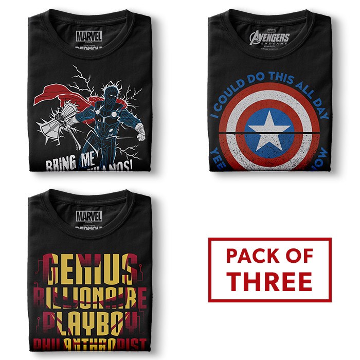 Pack Of Three: The Endgame Trio | Marvel Official T-shirts | Redwolf