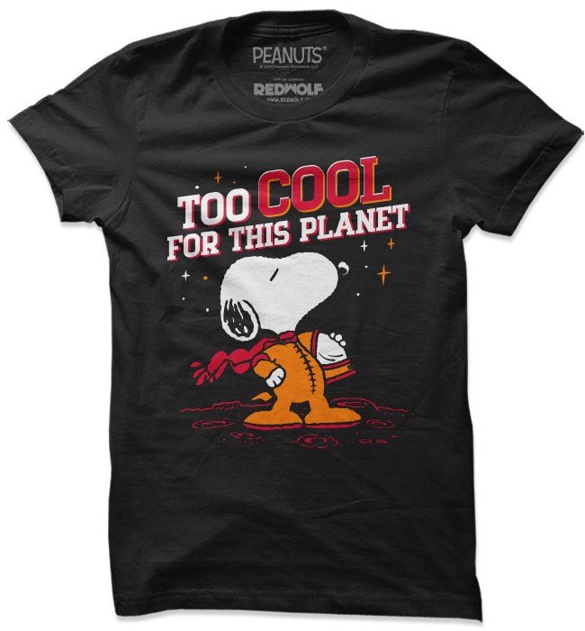 

Redwolf - Too Cool For This Planet - Peanuts Official T-shirt, Black