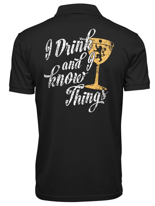 

Redwolf - I Drink And I Know Things: Black - Game Of Thrones Official Polo T-shirt