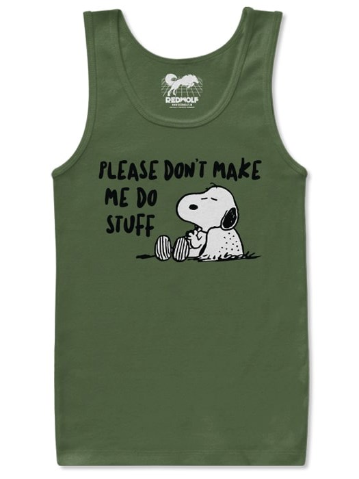 

Redwolf - Don't Make Me Do Stuff - Peanuts Official Tank Top, Olive green