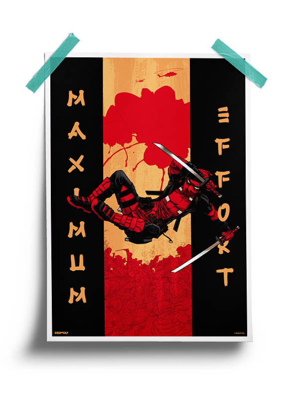 Deadpool Maximum Effort Poster Print Artwork Home Kitchen