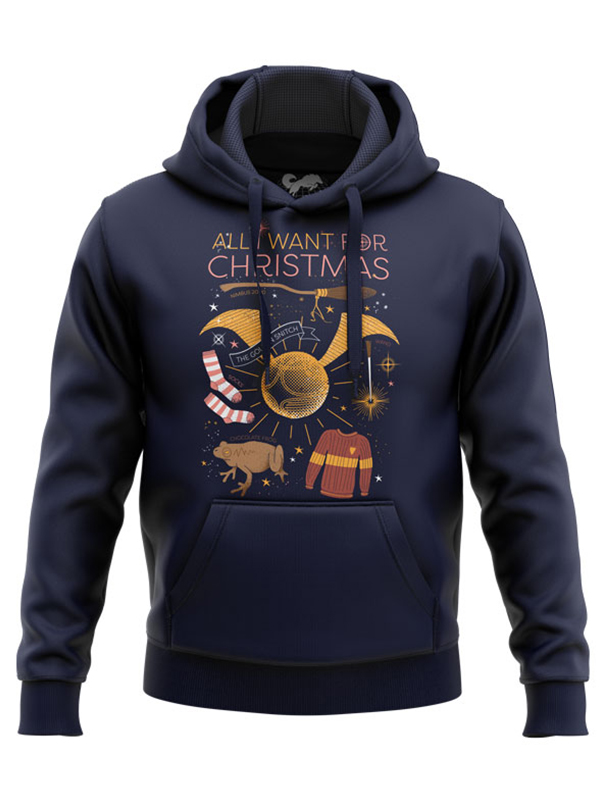 

Redwolf - All I Want For Christmas - Harry Potter Official Hoodie, Navy blue