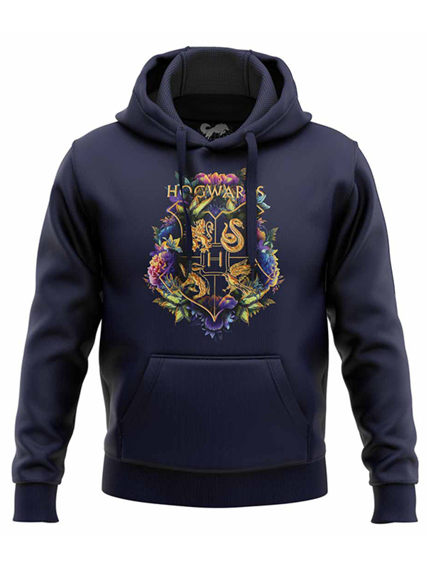 

Redwolf - Hogwarts: Floral Logo - Harry Potter Official Hoodie, Navy blue