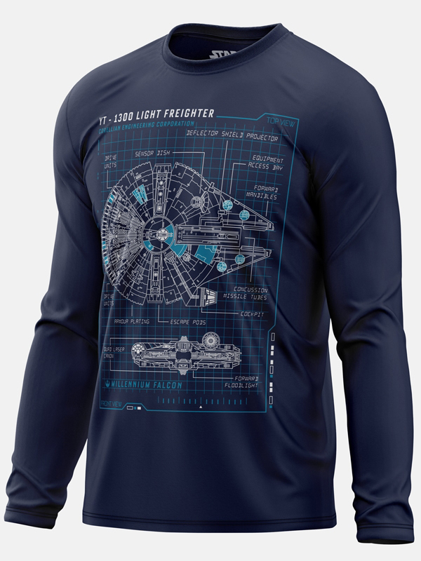 STAR WARS Men's Millennium Falcon Detailed Drawing T-Shirt